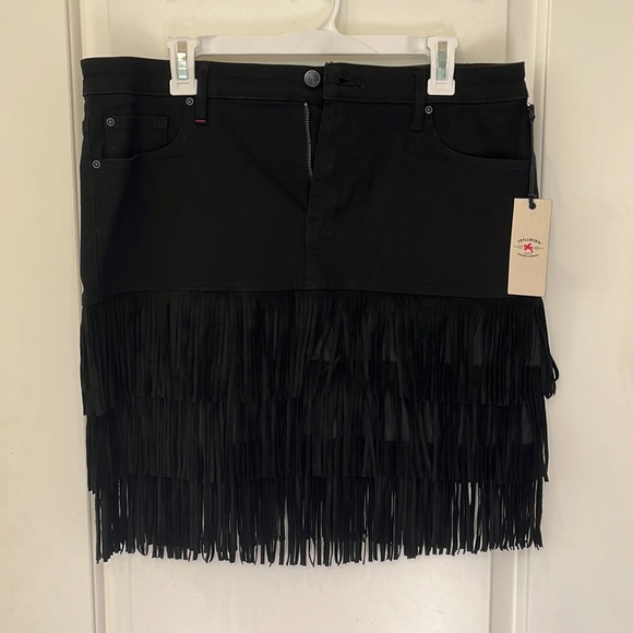 Idyllwind Black Denim Fringe Skirt - Picture 1 of 7